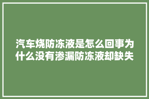 汽车烧防冻液是怎么回事为什么没有渗漏防冻液却缺失落了