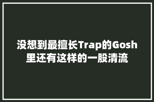 没想到最擅长Trap的Gosh里还有这样的一股清流