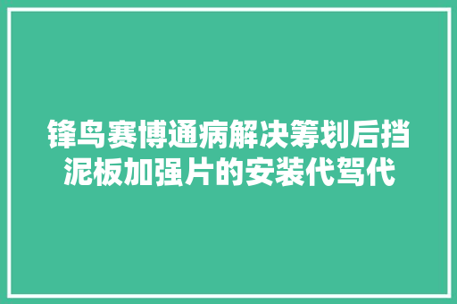 锋鸟赛博通病解决筹划后挡泥板加强片的安装代驾代