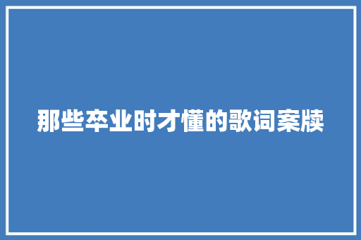 那些卒业时才懂的歌词案牍