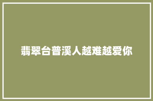翡翠台普溪人越难越爱你