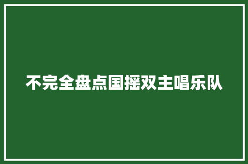 不完全盘点国摇双主唱乐队