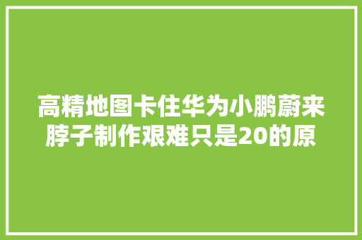 高精地图卡住华为小鹏蔚来脖子制作艰难只是20的原因