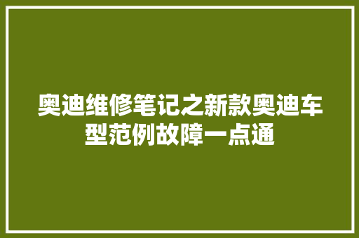 奥迪维修笔记之新款奥迪车型范例故障一点通