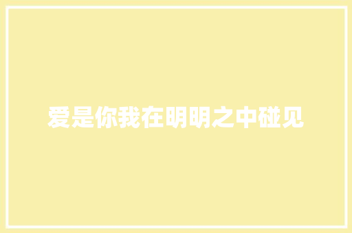 爱是你我在明明之中碰见