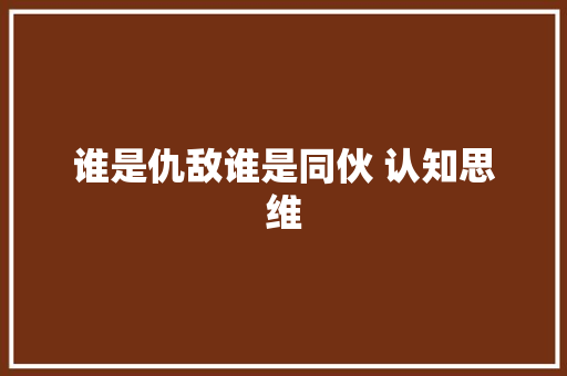 谁是仇敌谁是同伙 认知思维