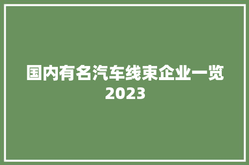 国内有名汽车线束企业一览2023
