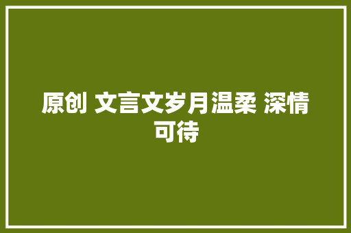 原创 文言文岁月温柔 深情可待