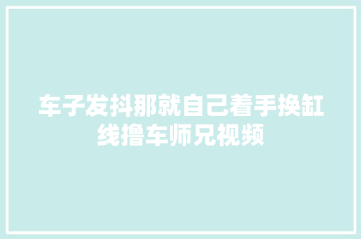 车子发抖那就自己着手换缸线撸车师兄视频