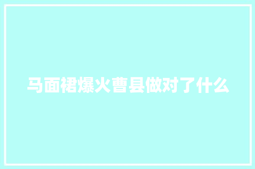 马面裙爆火曹县做对了什么