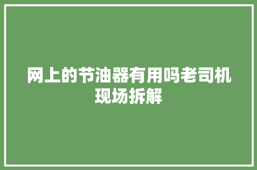 网上的节油器有用吗老司机现场拆解