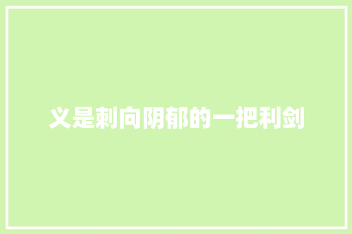 义是刺向阴郁的一把利剑