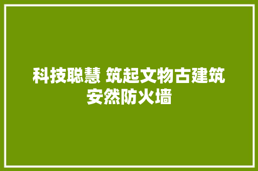 科技聪慧 筑起文物古建筑安然防火墙