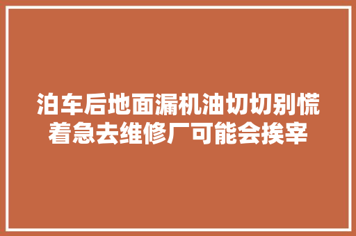 泊车后地面漏机油切切别慌着急去维修厂可能会挨宰