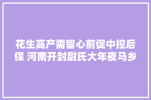 花生高产需留心前促中控后保 河南开封尉氏大年夜马乡