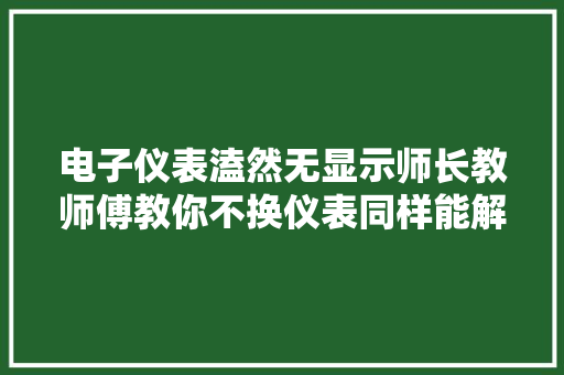 电子仪表溘然无显示师长教师傅教你不换仪表同样能解决 汽车知识