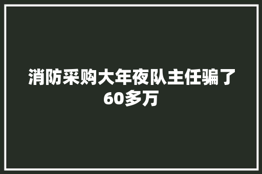 消防采购大年夜队主任骗了60多万