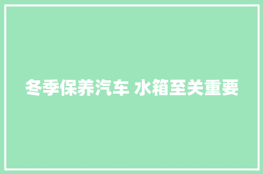 冬季保养汽车 水箱至关重要