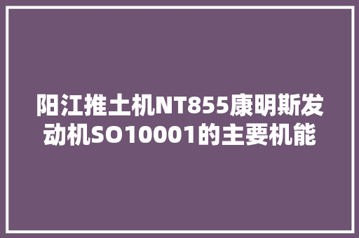 阳江推土机NT855康明斯发动机SO10001的主要机能参数