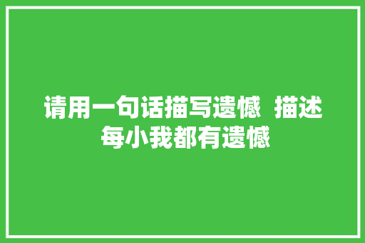 请用一句话描写遗憾  描述 每小我都有遗憾