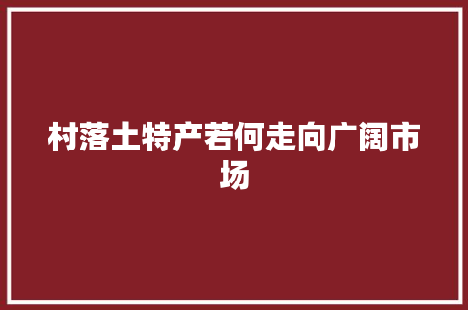 村落土特产若何走向广阔市场
