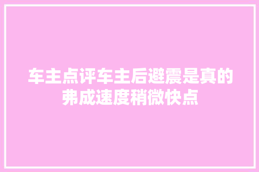 车主点评车主后避震是真的弗成速度稍微快点