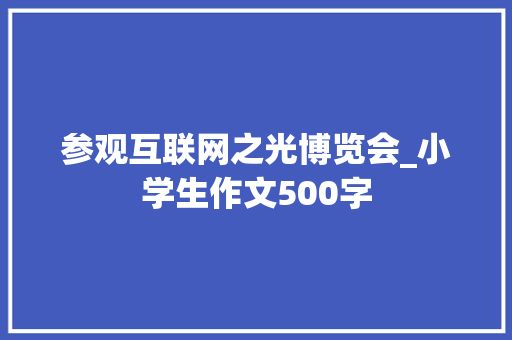 参观互联网之光博览会_小学生作文500字