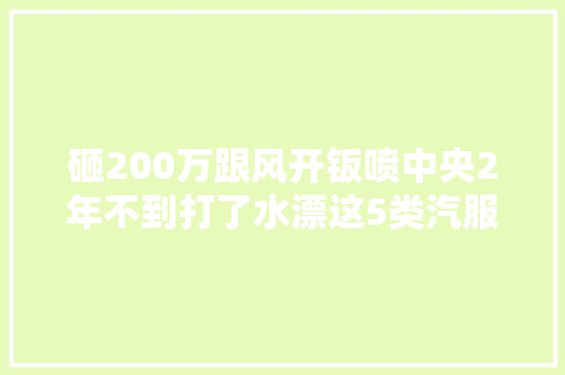砸200万跟风开钣喷中央2年不到打了水漂这5类汽服店做不强