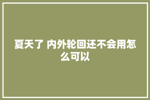 夏天了 内外轮回还不会用怎么可以