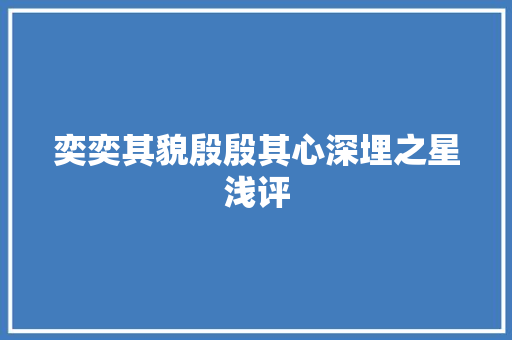 奕奕其貌殷殷其心深埋之星浅评