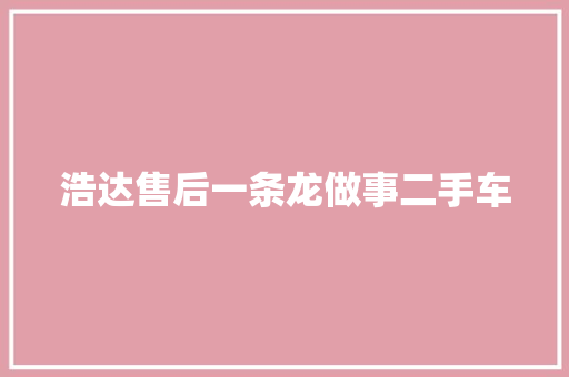 浩达售后一条龙做事二手车