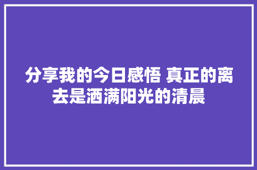 分享我的今日感悟 真正的离去是洒满阳光的清晨