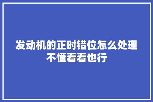 发动机的正时错位怎么处理不懂看看也行