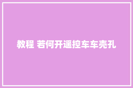 教程 若何开遥控车车壳孔