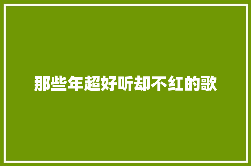 那些年超好听却不红的歌
