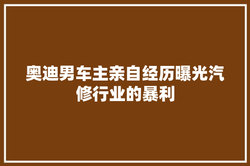 奥迪男车主亲自经历曝光汽修行业的暴利