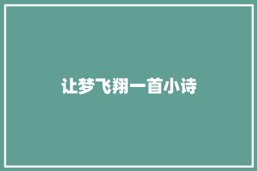 让梦飞翔一首小诗