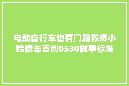 电动自行车也有门路救援小哈修车首创0530做事标准
