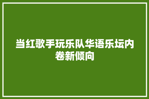 当红歌手玩乐队华语乐坛内卷新倾向