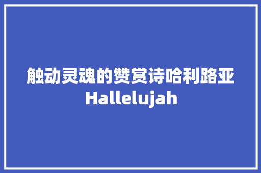 触动灵魂的赞赏诗哈利路亚Hallelujah 休闲娱乐
