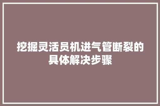 挖掘灵活员机进气管断裂的具体解决步骤