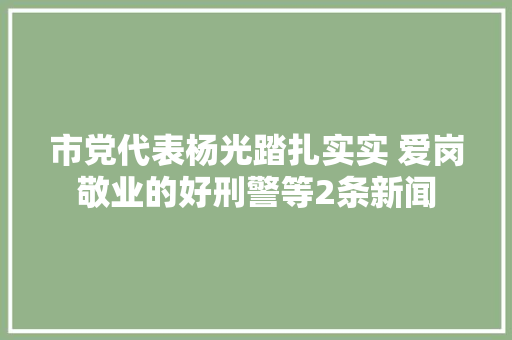 市党代表杨光踏扎实实 爱岗敬业的好刑警等2条新闻 汽车知识