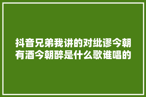 抖音兄弟我讲的对纰谬今朝有酒今朝醉是什么歌谁唱的完整歌词介绍