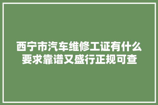 西宁市汽车维修工证有什么要求靠谱又盛行正规可查