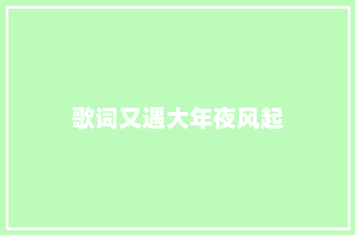 歌词又遇大年夜风起