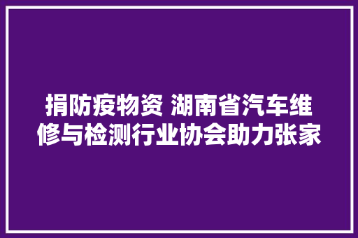 捐防疫物资 湖南省汽车维修与检测行业协会助力张家界复工复产