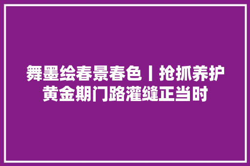 舞墨绘春景春色丨抢抓养护黄金期门路灌缝正当时