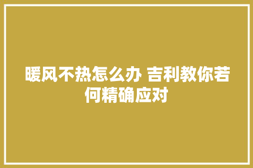 暖风不热怎么办 吉利教你若何精确应对