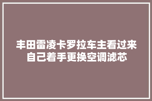 丰田雷凌卡罗拉车主看过来自己着手更换空调滤芯