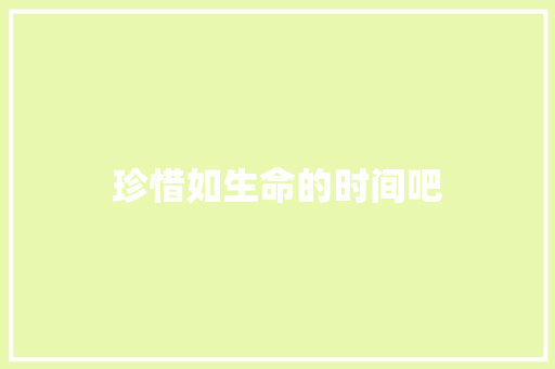 珍惜如生命的时间吧